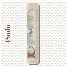 Toise en bois Dino Grande Feuilles personnalisable - Charlie et Suzie