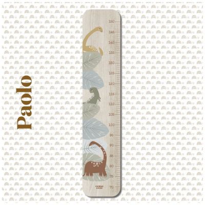 Toise en bois Dino Grande Feuilles personnalisable Charlie et Suzie