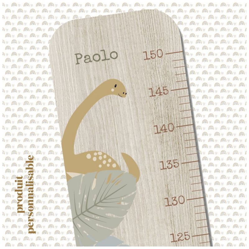 Toise en bois Dino Grande Feuilles personnalisable Charlie et Suzie Ambiance 2