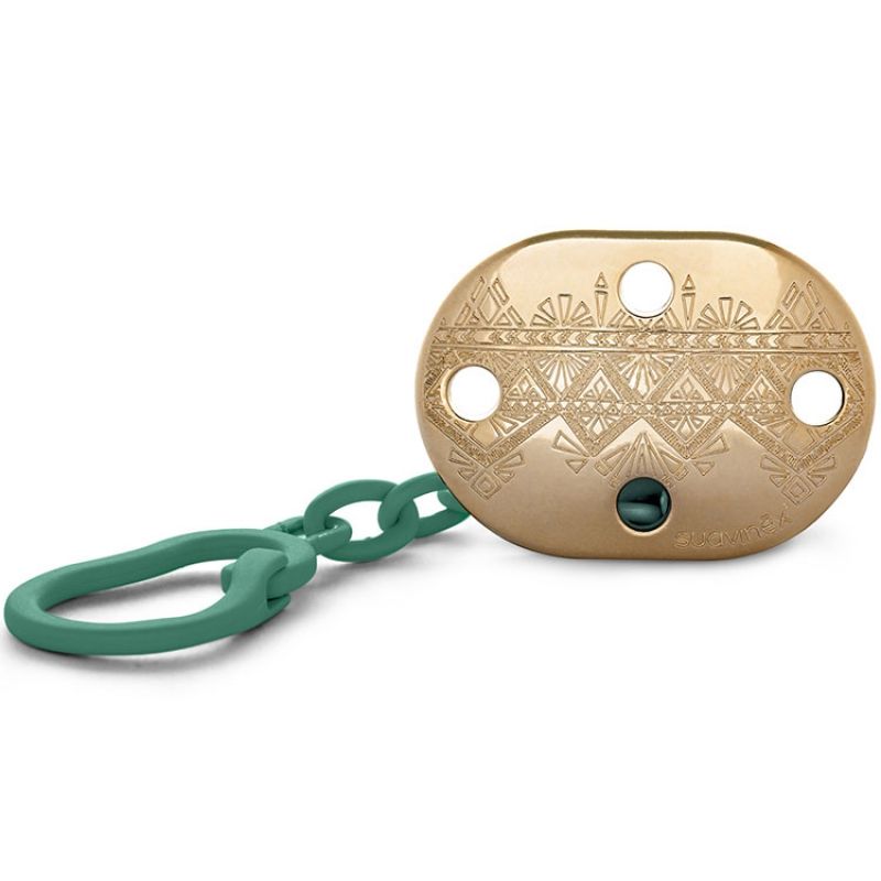 Attache sucette Couture Ethnic vert et doré Suavinex