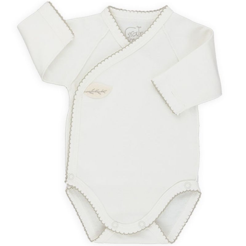 Body croisé maille interlock coton bio écru (12 mois : 74 cm) Graine d'amour