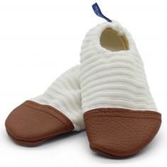 Chaussons Les Petits Velours Ivoire (pointures 21-23) - Les Pas Petits