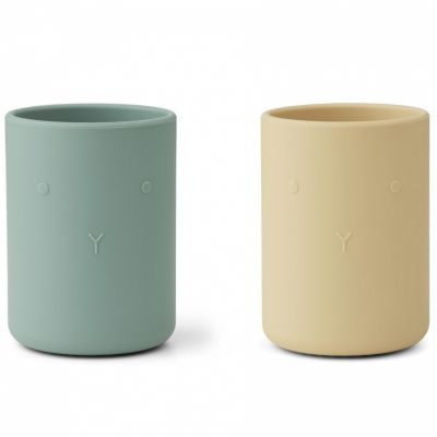 Lot de 2 gobelets en silicone Ethan Rabbit peppermint wheat yellow mix (220 ml) Liewood