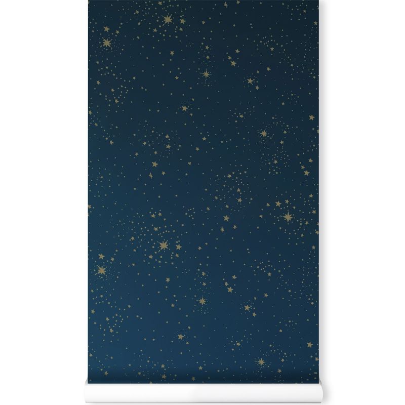 Papier peint bleu nuit Gold stella Nobodinoz