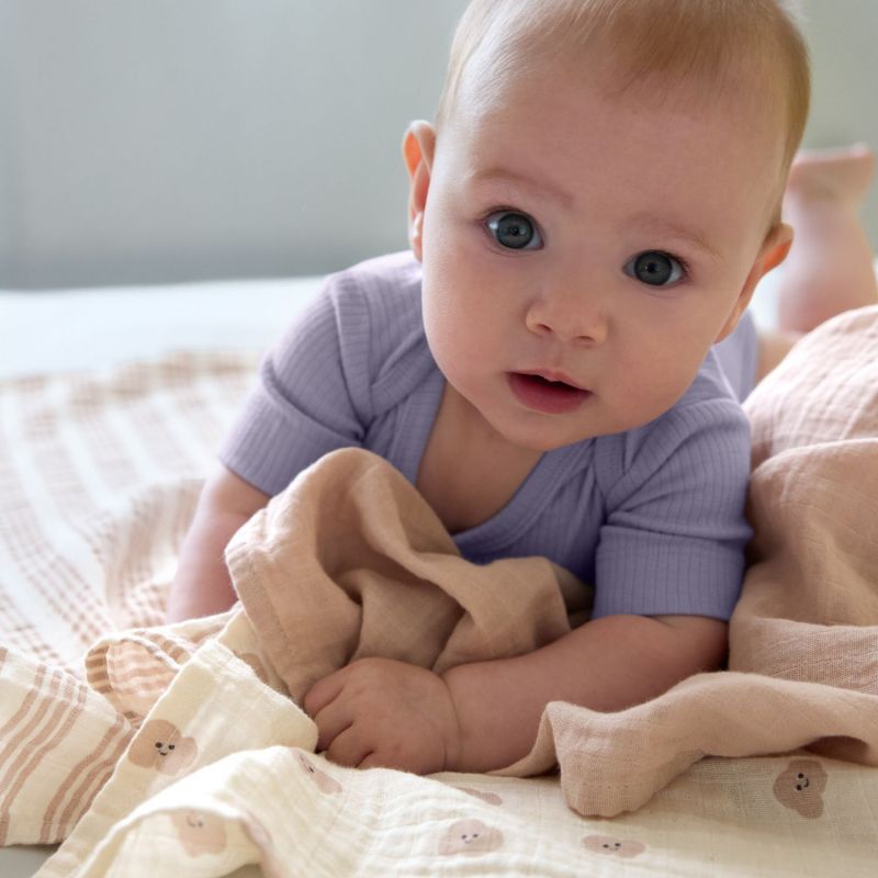 Lot de 3 langes mousseline Tiny Team taupe (60x60 cm) Lässig Produit 1