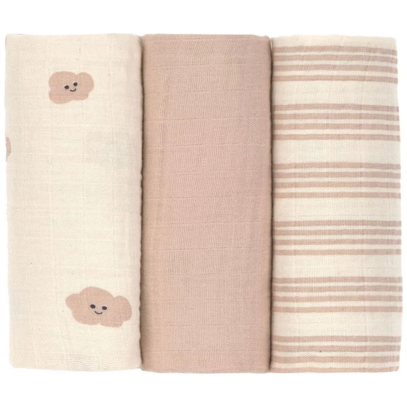 Lot de 3 langes mousseline Tiny Team taupe (60x60 cm) Lässig Produit 11