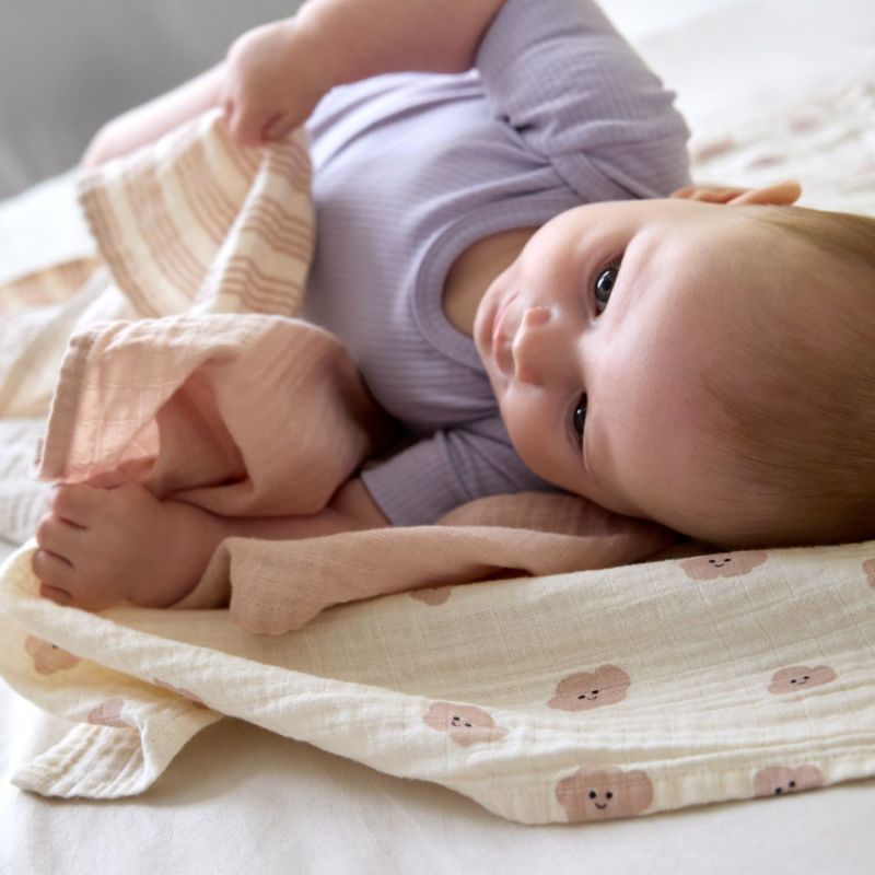 Lot de 3 langes mousseline Tiny Team taupe (60x60 cm) Lässig Produit 5