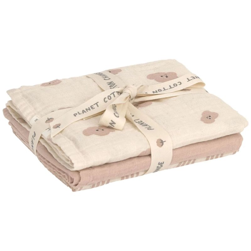 Lot de 3 langes mousseline Tiny Team taupe (60x60 cm) Lässig Produit 7