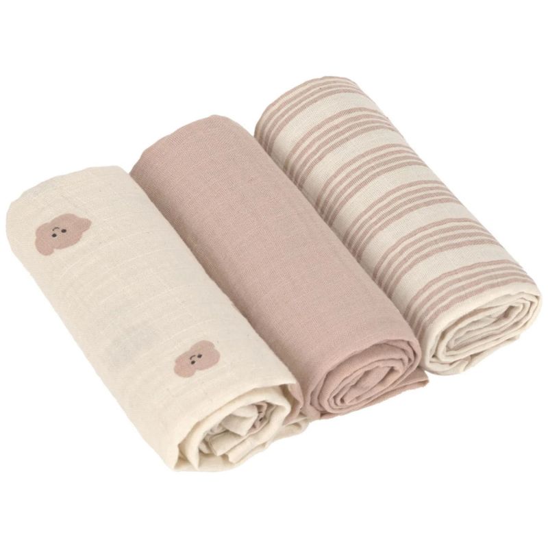 Lot de 3 langes mousseline Tiny Team taupe (60x60 cm) Lässig Produit 9