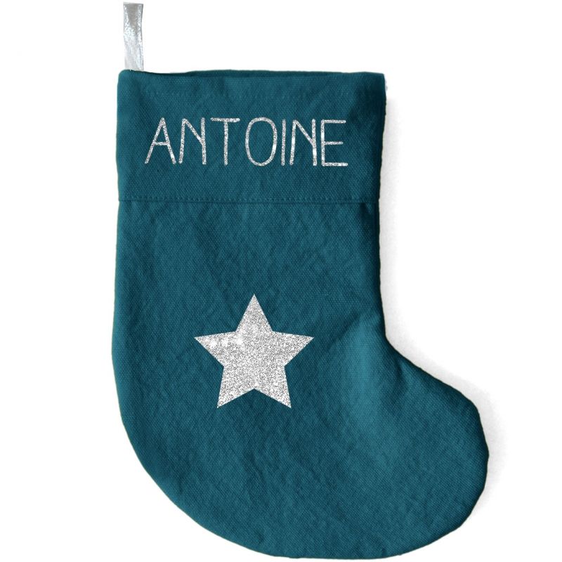 Chaussette de Noël bleu pétrole étoile (personnalisable) Les Griottes