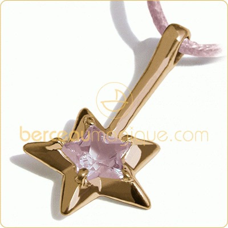 Pendentif Abracadabra Quartz rose (Or jaune) Mikado