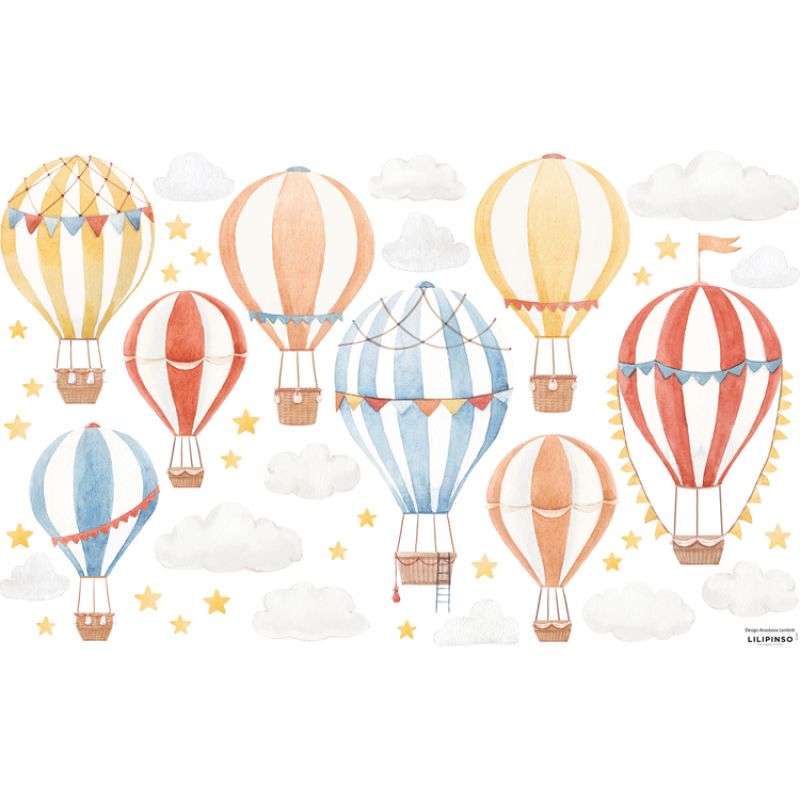 Planche de stickers M Montgolfières (64 x 90 cm) Lilipinso