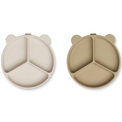 Lot de 2 assiettes à compartiments ventouse Stacy Sandy-Oat - Reconditionné Liewood