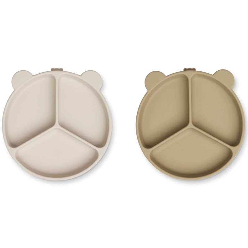 Lot de 2 assiettes à compartiments ventouse Stacy Sandy-Oat - Reconditionné Liewood Produit 1