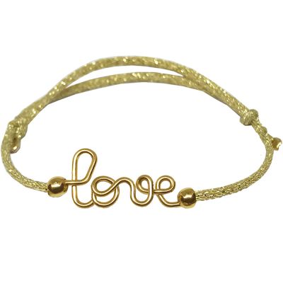 bracelet cordon paillette love goldfilled jaune (personnalisable)