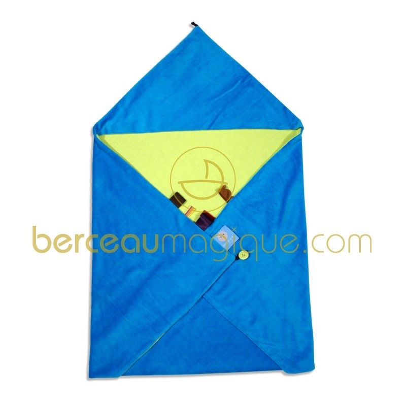 Couverture ''Trendy wrapping'' turquoise et vert Snoozebaby