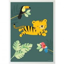 Affiche Tigre dans la jungle (50 x 70 cm)  par A Little Lovely Company