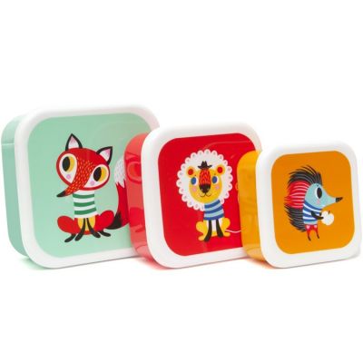 Lot de 3 boîtes à goûter Animaux Petit Monkey