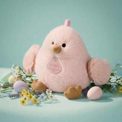 Peluche poussin Piou rose (15 cm)