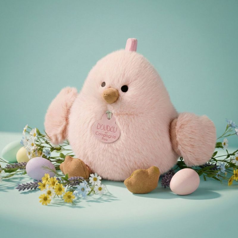 Peluche poussin Piou rose (15 cm) Doudou et Compagnie Ambiance 2