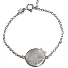 Bracelet Lovely médaille étoile (argent 925° et nacre)  par Petits trésors