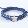 Bracelet cuir maman Amazone étoile (argent 925°)  par Petits trésors