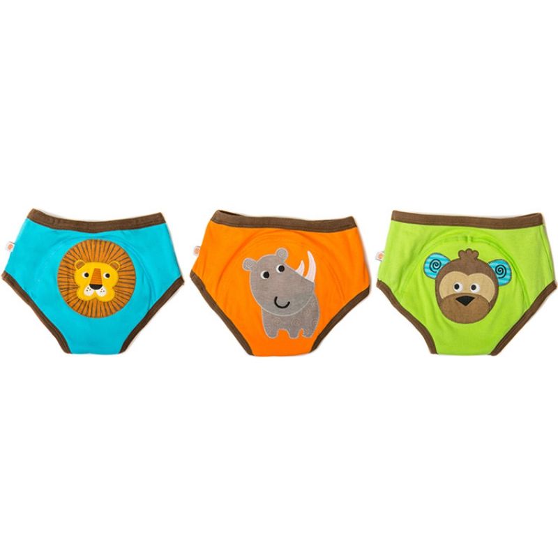 Lot de 3 culottes d'apprentissage TE1 coton bio garçon animaux (2-3 ans) Zoocchini