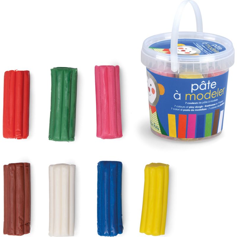 Seau de pâte à modeler (7 couleurs) Moulin Roty