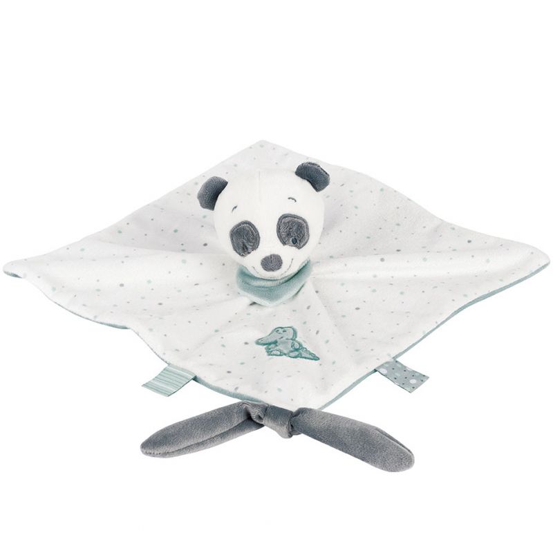 Doudou plat attache sucette panda Loulou (28 x 28 cm) Nattou