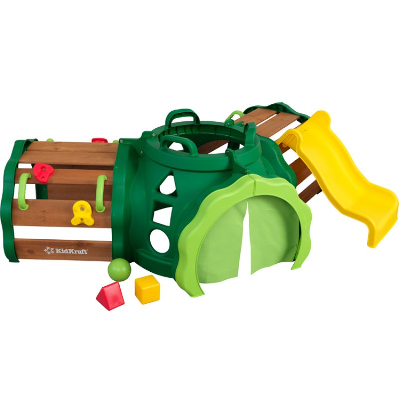 Tunnel de jeux glissade et escalade en bois naturel KidKraft