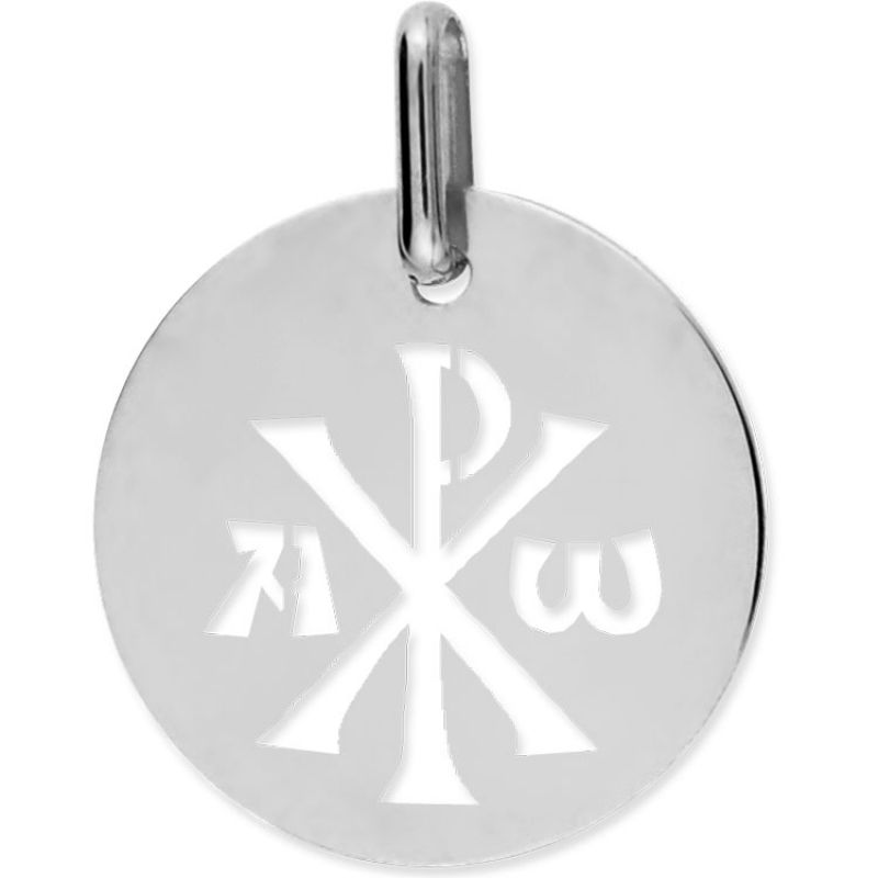 Médaille Chrisme ajouré (or blanc 750°) Lucas Lucor