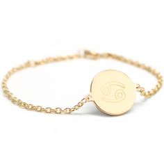Bracelet chaîne médaille Cancer personnalisable (plaqué or) - Petits trésors
