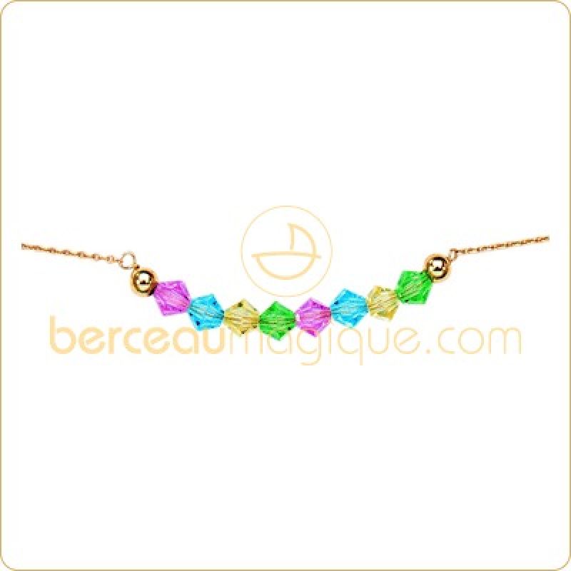 Collier or jaune avec barrette de cristaux swarovski  Berceau magique bijoux