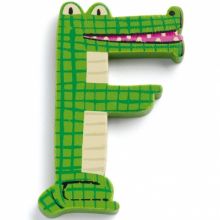 Lettre F en bois Crocodile Achille  par Djeco