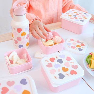 Lot de 4 boîtes à goûter Cœurs