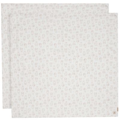 Lot de 2 maxi-langes en gaze de coton Miffy Moments Light Terra (115 x 115 cm) Jollein