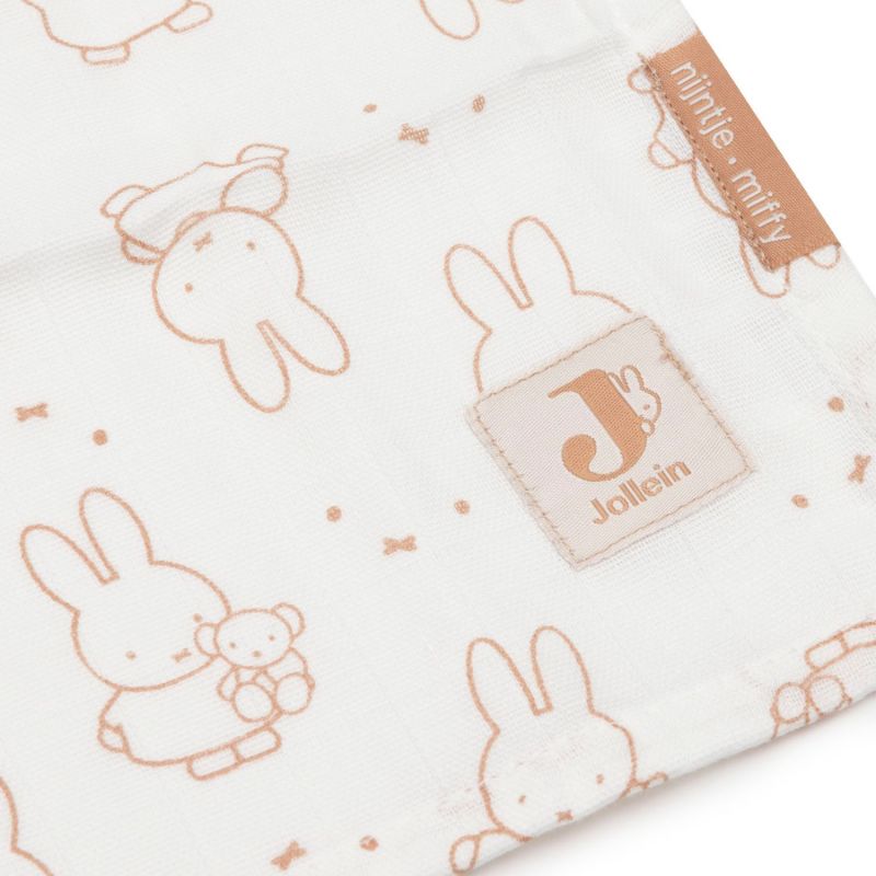 Lot de 2 maxi-langes en gaze de coton Miffy Moments Light Terra (115 x 115 cm) Jollein Produit 4