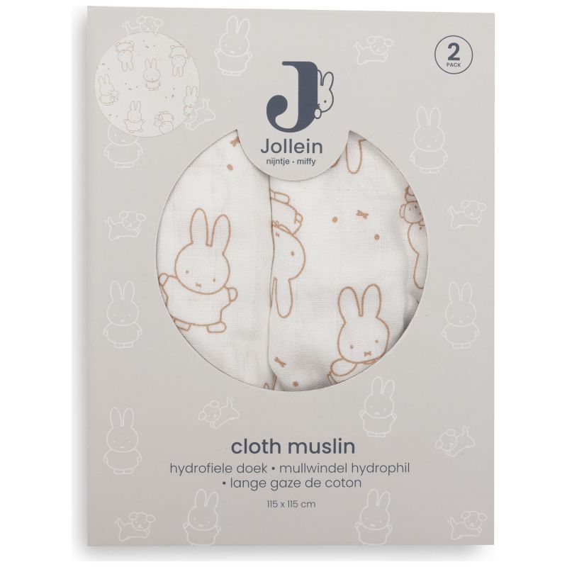 Lot de 2 maxi-langes en gaze de coton Miffy Moments Light Terra (115 x 115 cm) Jollein Packaging 6