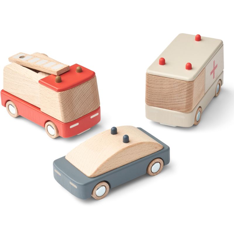 Lot de 3 véhicules d'urgence whale blue multi mi Liewood