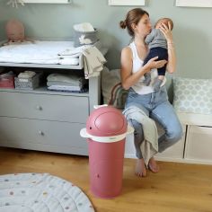 Poubelle à couches Baleine Rose foncé