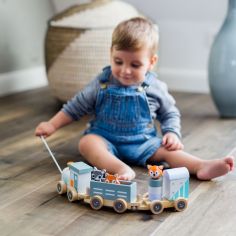 Train en bois Les animaux du zoo