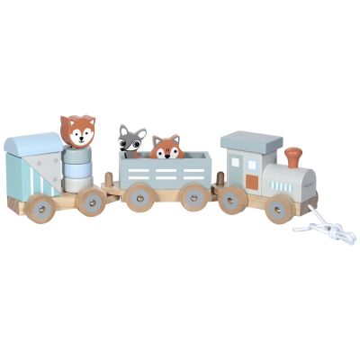 Train en bois Les animaux du zoo