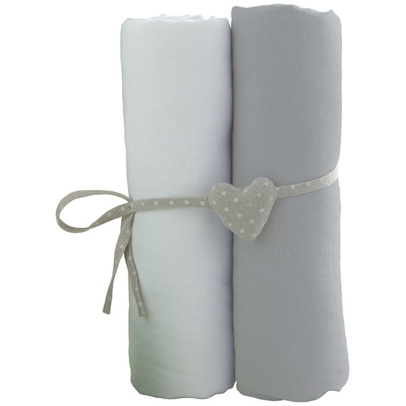 Lot de 2 draps housses blanc et gris (60 x 120 cm) Babycalin