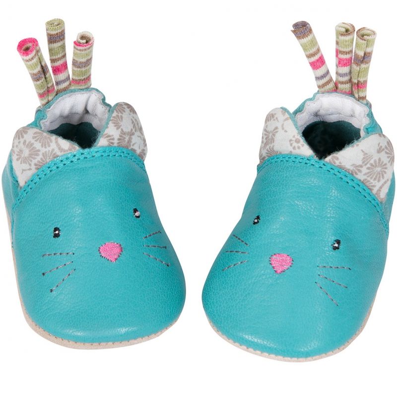 Chaussons cuir chat Les Pachats (0-6 mois) Moulin Roty