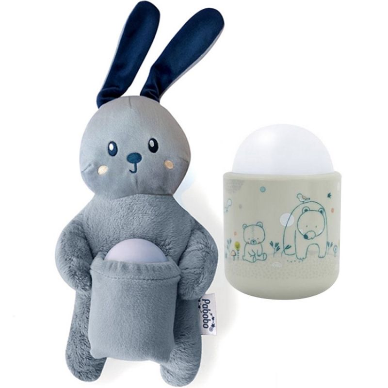 Coffret peluche et veilleuse nomade mimi bunny Pabobo