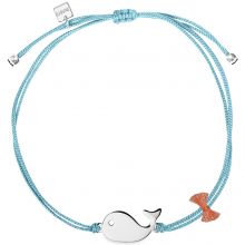 Bracelet cordon bleu Mini Coquine baleine (argent 925°)  par Coquine