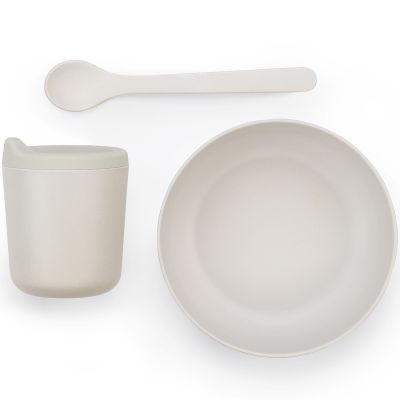 Ensemble de vaisselle en fibre de bambou de qualité alimentaire, bol, assiette, tasse et fourchette cuillère pour bébé, ensemble de couverts renouvelables pour enfants