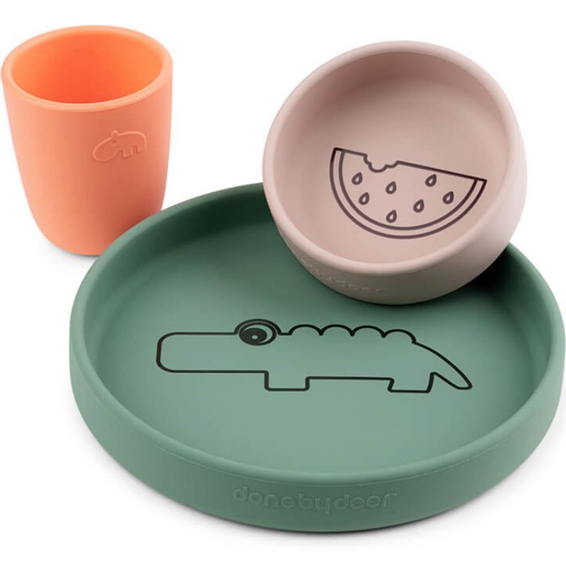 Coffret repas en silicone Croco Multicolore (3 pièces) Done by Deer