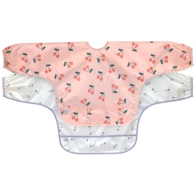 Lot de 2 bavoirs manches longues Happy Fruits Cerise Lässig 