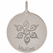 Médaille Maëline personnalisable 18 mm (or blanc 750°)  par Je t'Ador